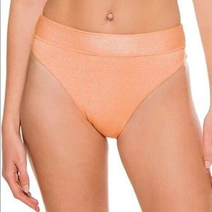 PilyQ PQ Citrine High Waist Teeny Orange Shimmer Swim Bikini Bottom Size L NWT